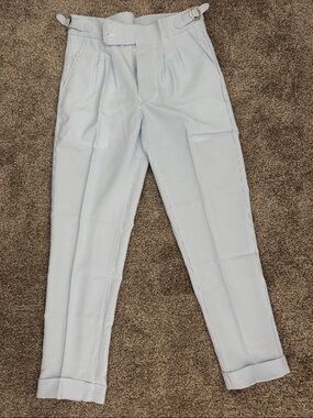 Tailored Light Blue Pinstripe Men’s Dress Pants
